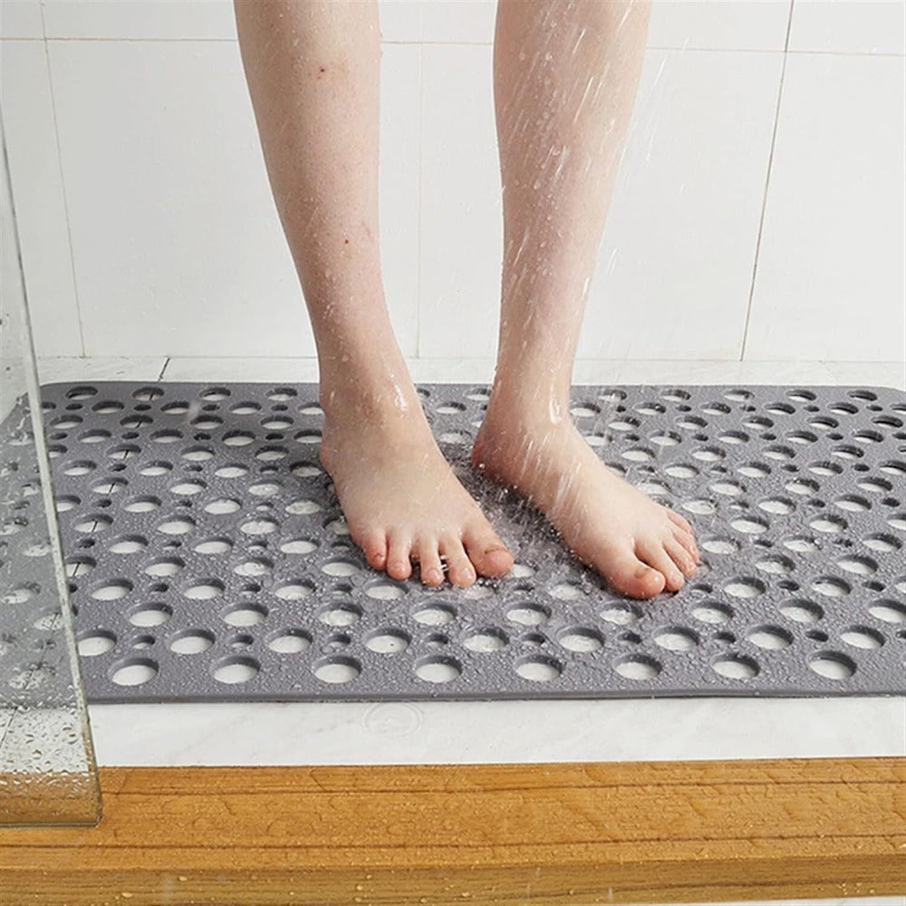 AquaGuard Non Slip Shower Mat with Strong Grip and Quick Drain Design