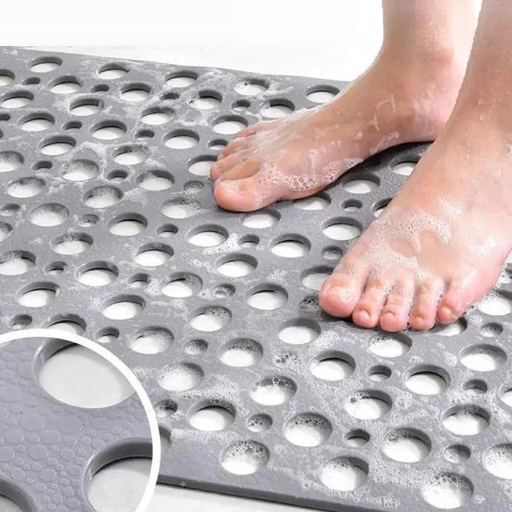 AquaGuard Non Slip Shower Mat with Strong Grip and Quick Drain Design