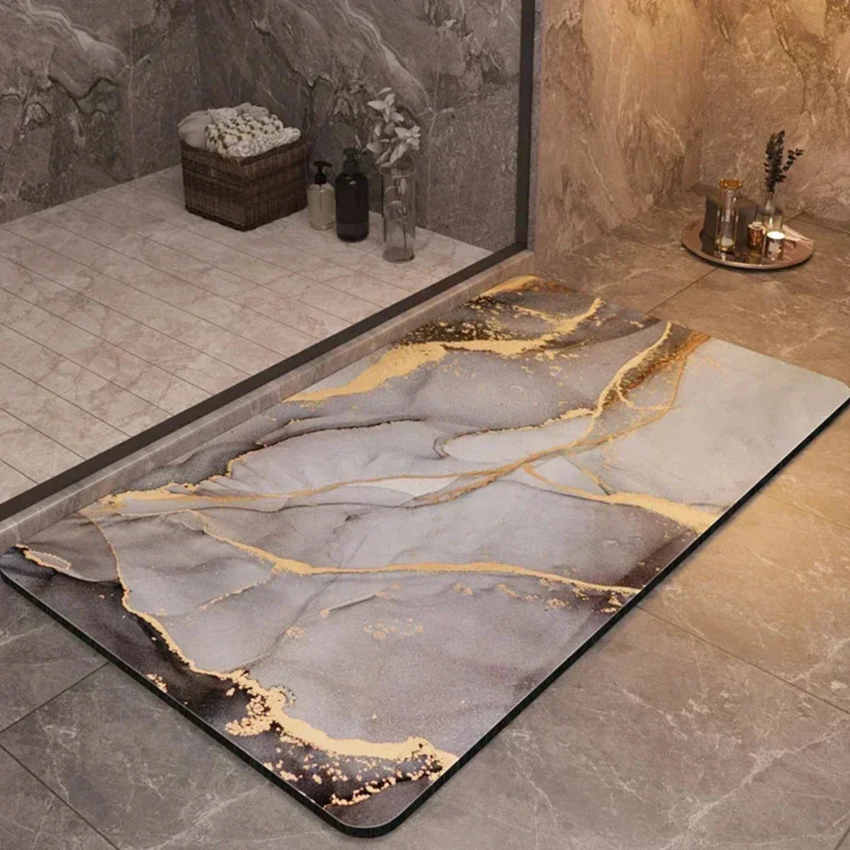 AquaLuxe Quick-Dry Bathroom Mat – Non-Slip Soft Absorbent Floor Mat