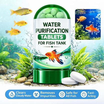 Aquarium Water Clarifying Tablets for Freshwater and Saltwater Aquariums, 1 Tablet per 100 Litres