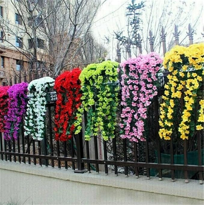 Artificial Cascading Orchid Flowers in Silk-Like Fabric for Indoor and Outdoor Decor