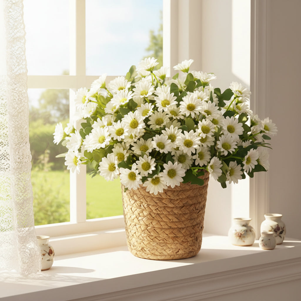 Centre de table en bouquet de marguerites artificielles, décoration intérieure