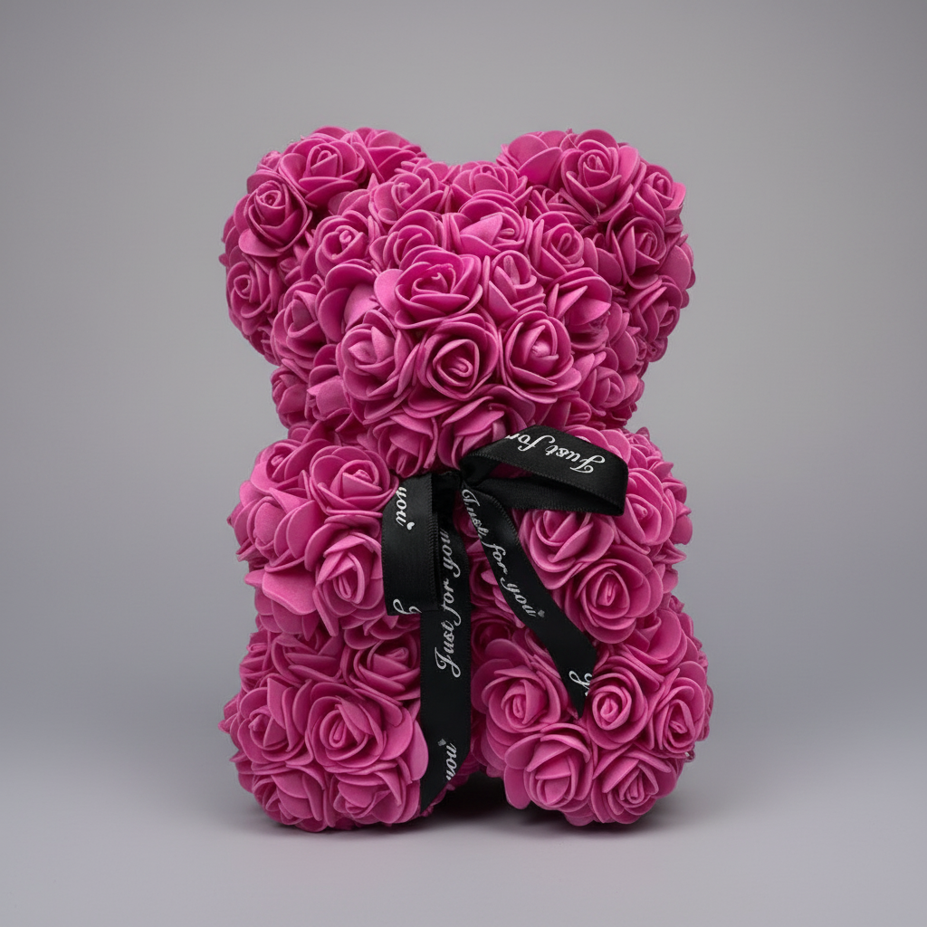 Orsetto floreale a forma di orso con rose artificiali, decorazione e regalo