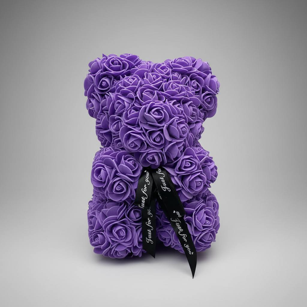 Orsetto floreale a forma di orso con rose artificiali, decorazione e regalo