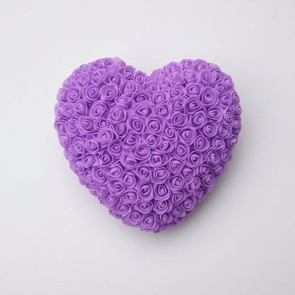 Decorazione da tavolo a forma di cuore con fiori di rose artificiali, idea regalo