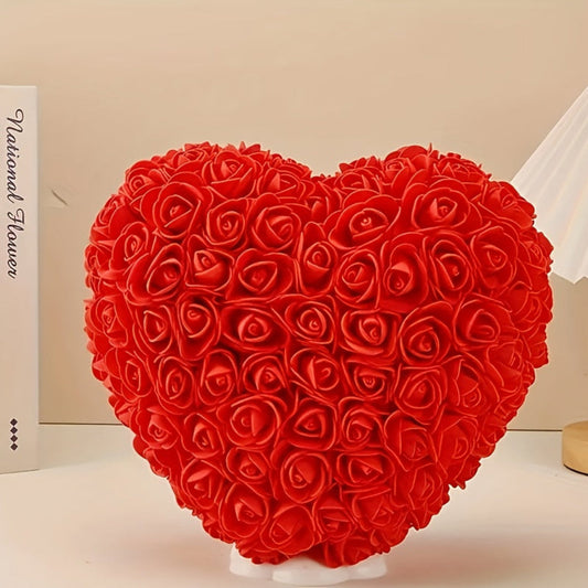 Decoración de mesa con flores artificiales en forma de corazón de rosas, regalo