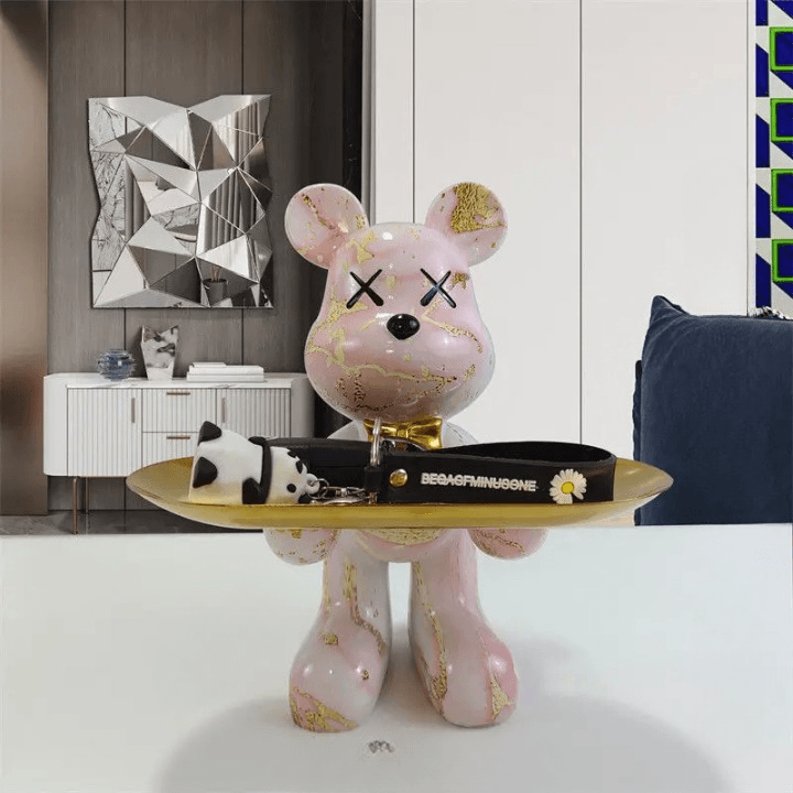 Artistic Bear Storage Tray Decorative Resin Organizer for Home Decor