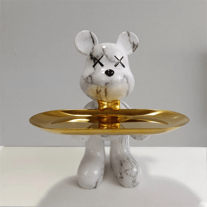 Artistic Bear Storage Tray Decorative Resin Organizer for Home Decor