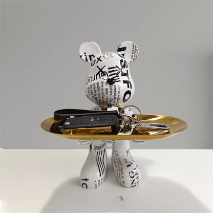 Artistic Bear Storage Tray Decorative Resin Organizer for Home Decor