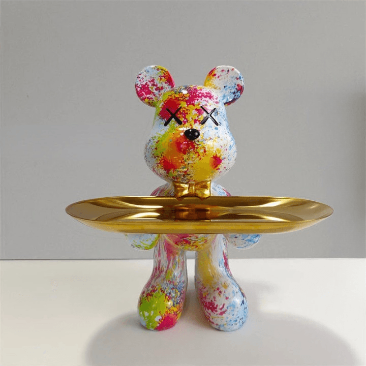 Artistic Bear Storage Tray Decorative Resin Organizer for Home Decor