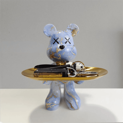 Artistic Bear Storage Tray Decorative Resin Organizer for Home Decor