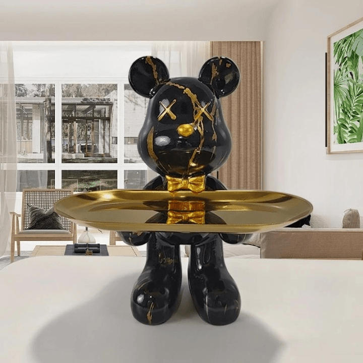Artistic Bear Storage Tray Decorative Resin Organizer for Home Decor