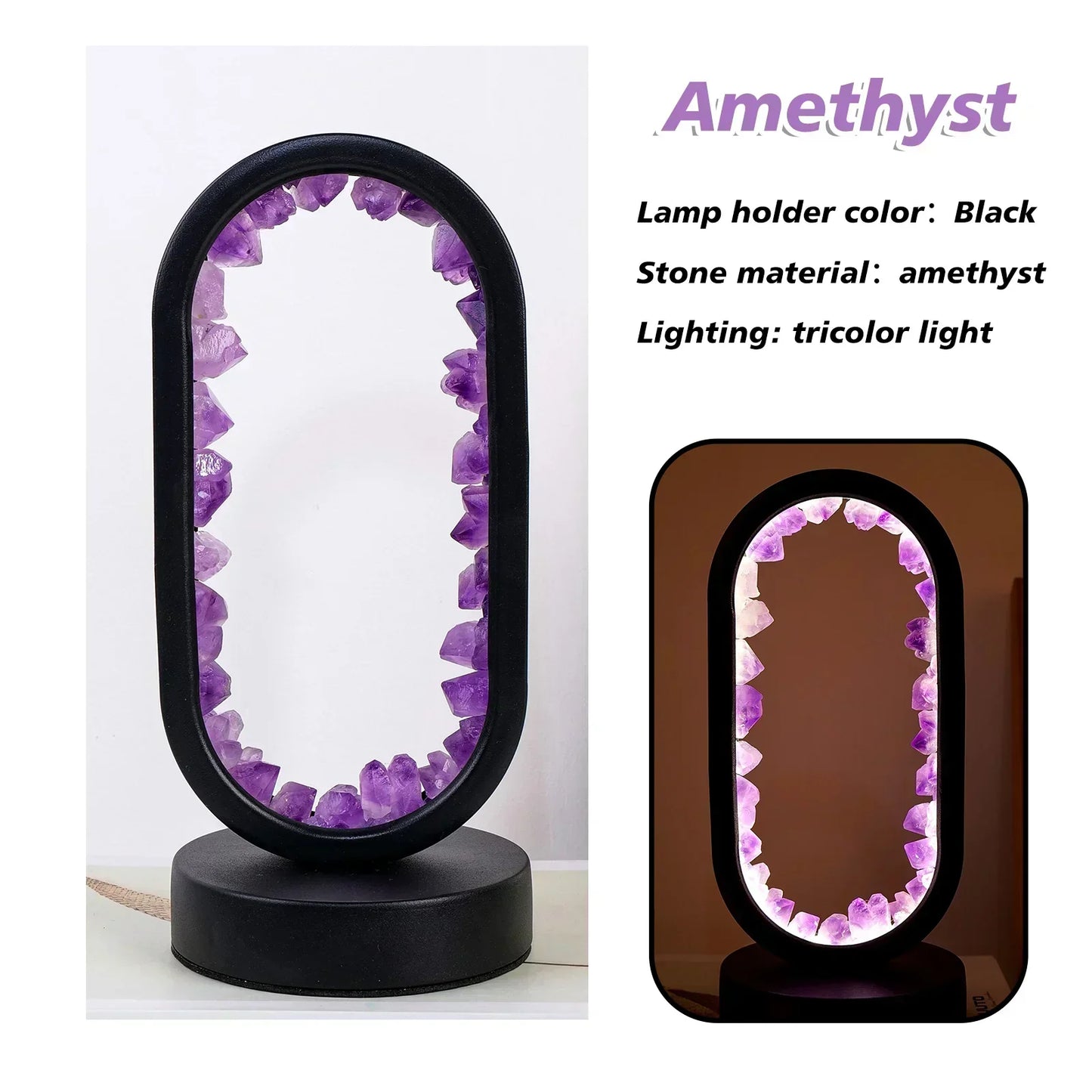 AuraStone Natural Amethyst Serenity Lamp