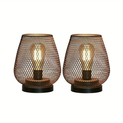 AuroraMesh Industrial Table Lamp Set with Warm Ambient Lighting