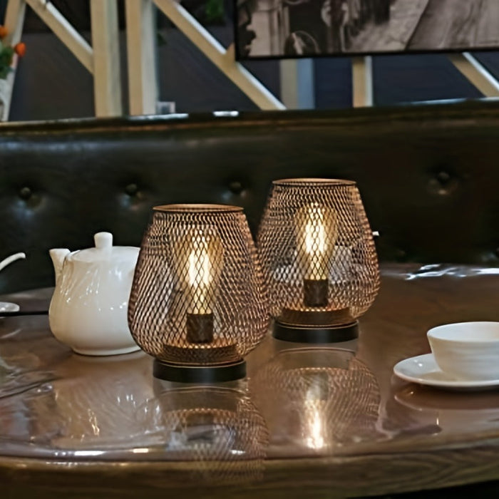 AuroraMesh Industrial Table Lamp Set with Warm Ambient Lighting