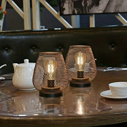 AuroraMesh Industrial Table Lamp Set with Warm Ambient Lighting