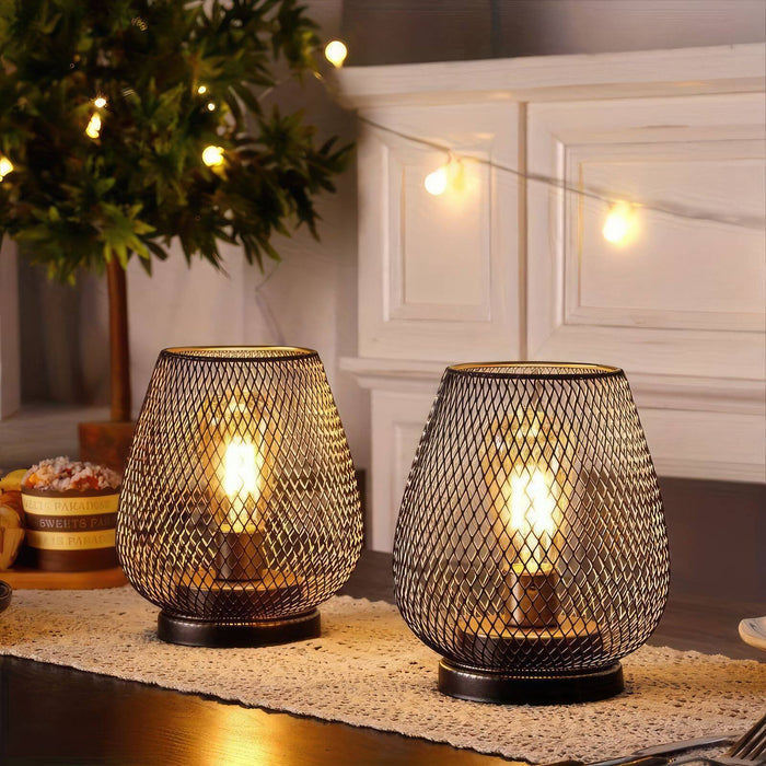 AuroraMesh Industrial Table Lamp Set with Warm Ambient Lighting