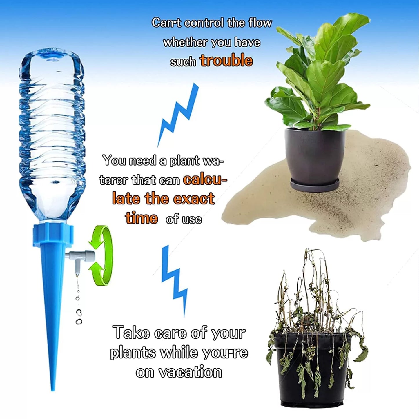 Automatic Self Watering Plant System 10 Pack Adjustable Drip Irrigation Spikes