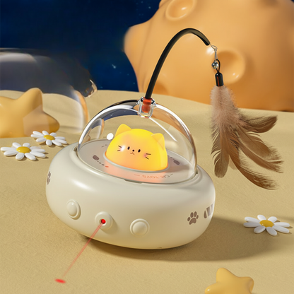 Automatic UFO Laser Cat Toy Interactive Feather Chase Teaser for Active Play