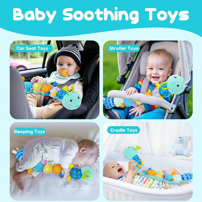 Peluche sensoriale a forma di bruco per neonati, sonaglio musicale e massaggiagengive per il tummy time
