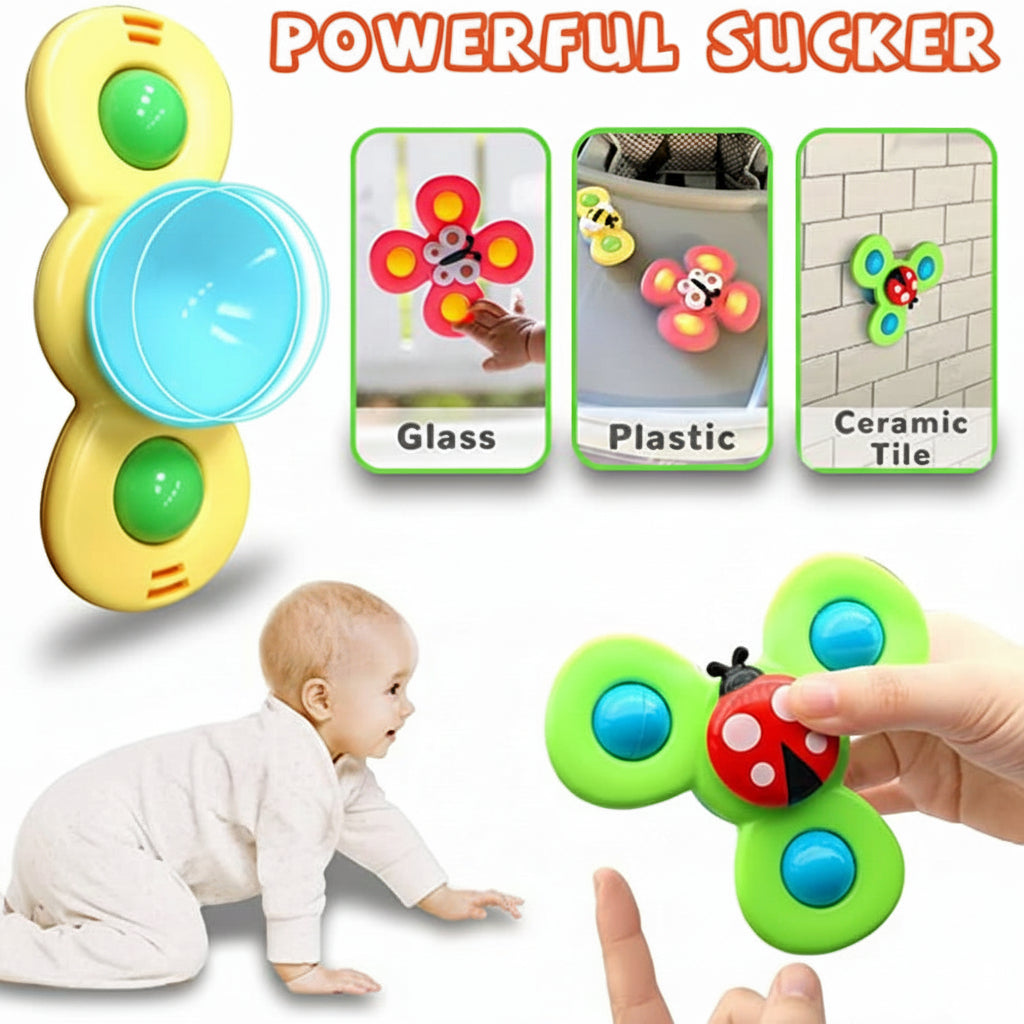 Baby Suction Spinner Sensory Toy for High Chair Bath Time Table Play