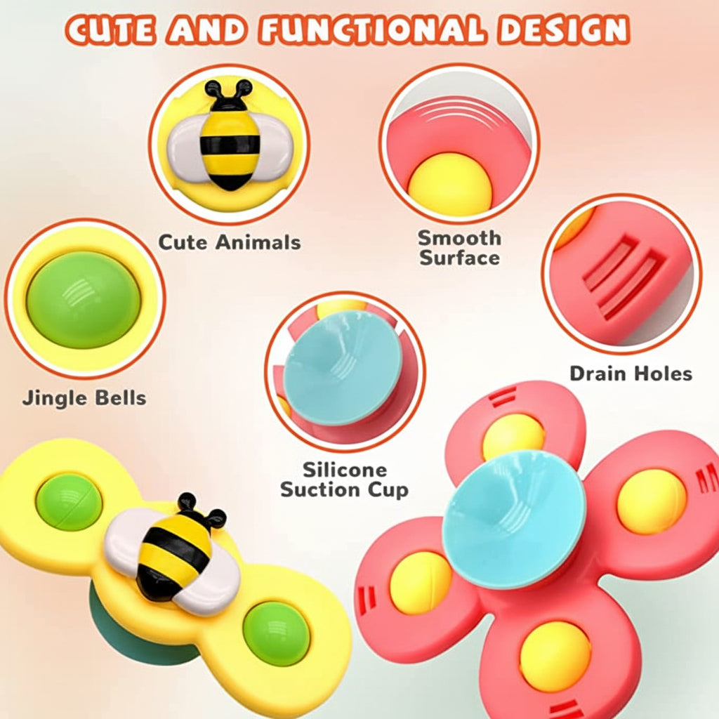 Baby Suction Spinner Sensory Toy for High Chair Bath Time Table Play