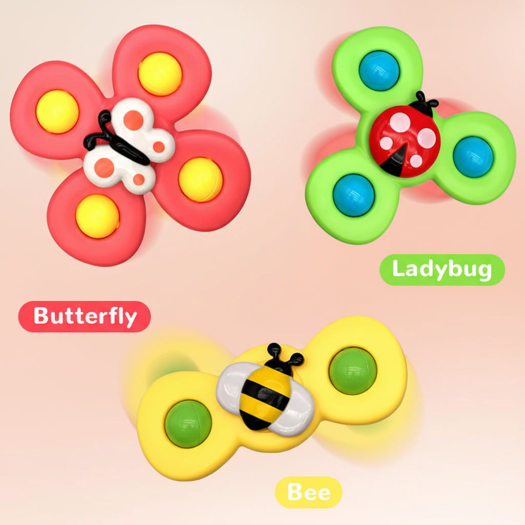 Baby Suction Spinner Sensory Toy for High Chair Bath Time Table Play