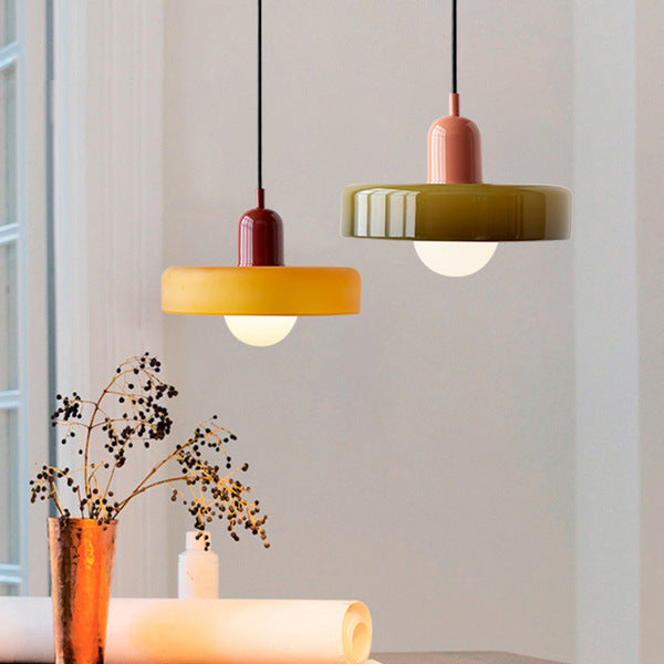 Bauhaus Glass Pendant Light Coloured Hanging Lamp