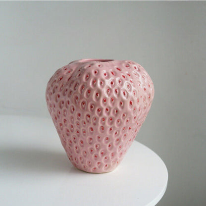 BerryBloom Strawberry Ceramic Vase Decorative Fruit Shaped Plant Pot