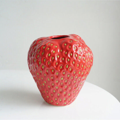 BerryBloom Strawberry Ceramic Vase Decorative Fruit Shaped Plant Pot