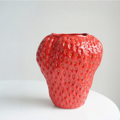BerryBloom Strawberry Ceramic Vase Decorative Fruit Shaped Plant Pot