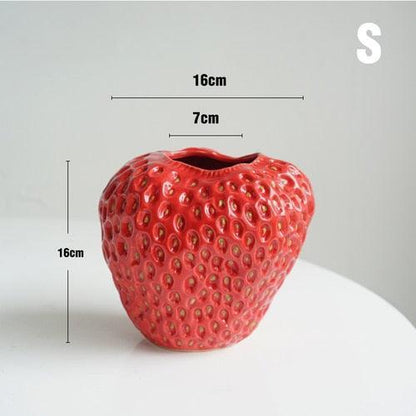 BerryBloom Strawberry Ceramic Vase Decorative Fruit Shaped Plant Pot