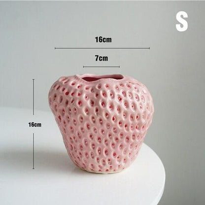 BerryBloom Strawberry Ceramic Vase Decorative Fruit Shaped Plant Pot