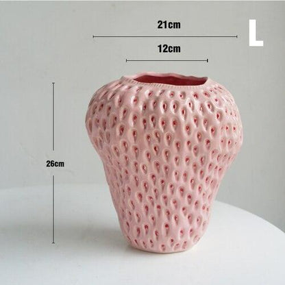 BerryBloom Strawberry Ceramic Vase Decorative Fruit Shaped Plant Pot