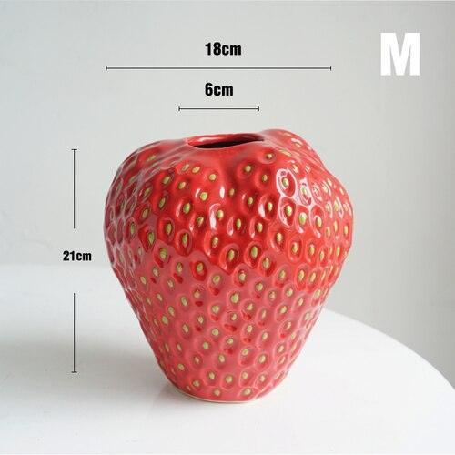 BerryBloom Strawberry Ceramic Vase Decorative Fruit Shaped Plant Pot