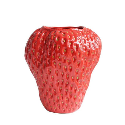 BerryBloom Strawberry Ceramic Vase Decorative Fruit Shaped Plant Pot