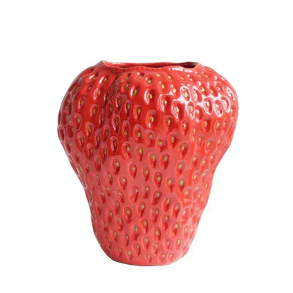 BerryBloom Strawberry Ceramic Vase Decorative Fruit Shaped Plant Pot
