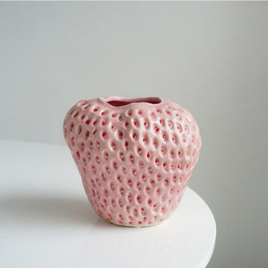BerryBloom Strawberry Ceramic Vase Decorative Fruit Shaped Plant Pot