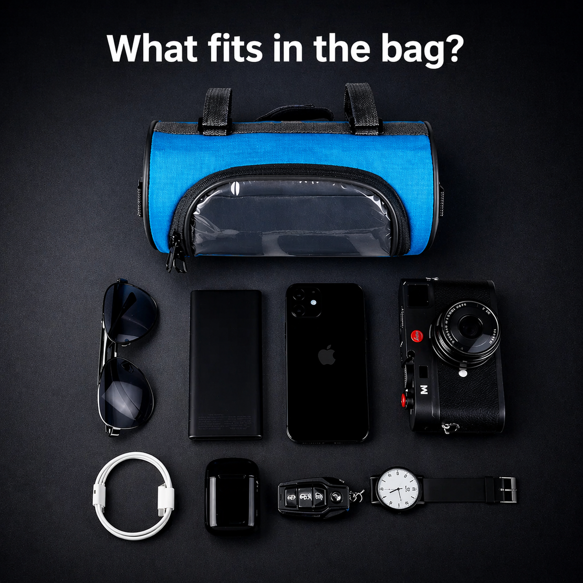 Bike Handlebar Bag with Touchscreen Phone Window and Universal Velcro Attachment