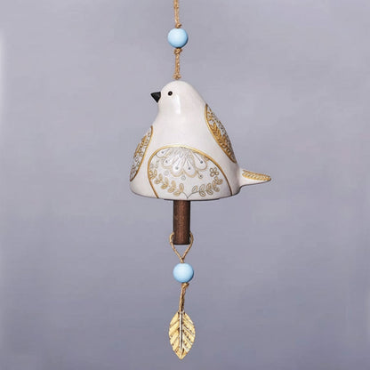 Carillon à vent avec oiseaux, décoration de jardin suspendue en résine, pour extérieur, terrasse et porche