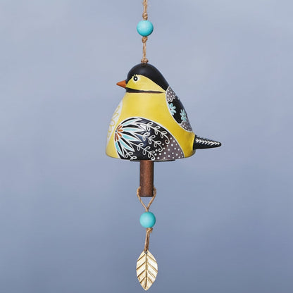 Carillon à vent avec oiseaux, décoration de jardin suspendue en résine, pour extérieur, terrasse et porche