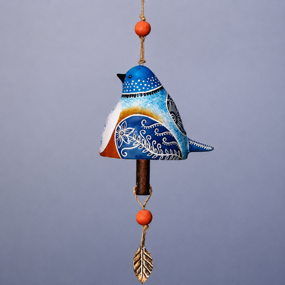 Carillon à vent avec oiseaux, décoration de jardin suspendue en résine, pour extérieur, terrasse et porche