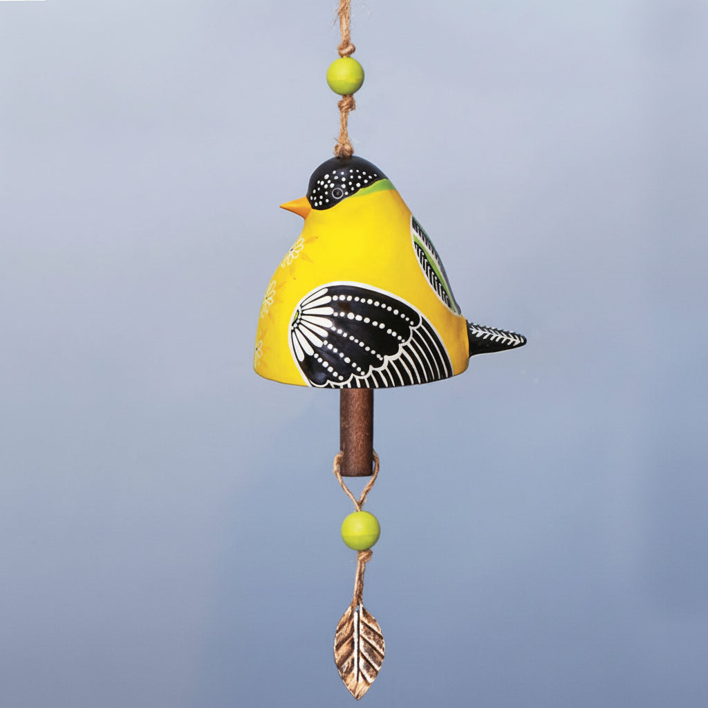 Carillon à vent avec oiseaux, décoration de jardin suspendue en résine, pour extérieur, terrasse et porche