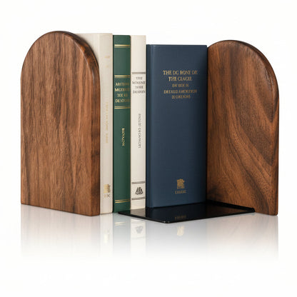 Boekensteunen van zwart walnoothout stevig voor bureau en plank