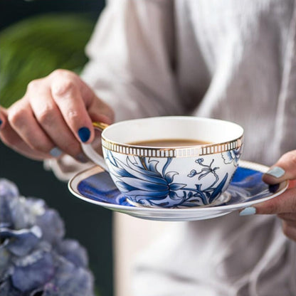 Blue Floral Tea for One Porcelain Teapot Cup Set