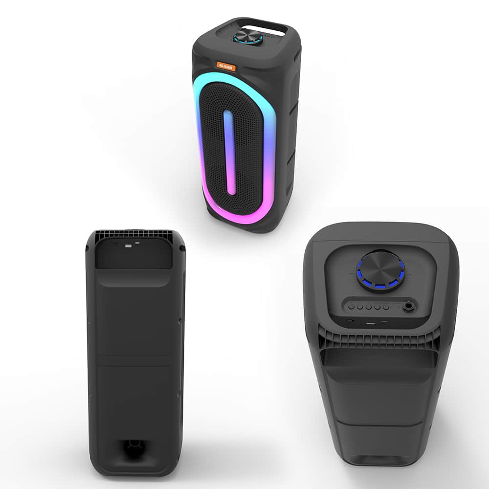 Bluetooth Soundbox Speaker with RGB Lights, FM Radio & Microphone – 8" Dual Speaker