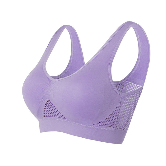 Breathable Mesh Sports Bra with Wide Supportive Straps