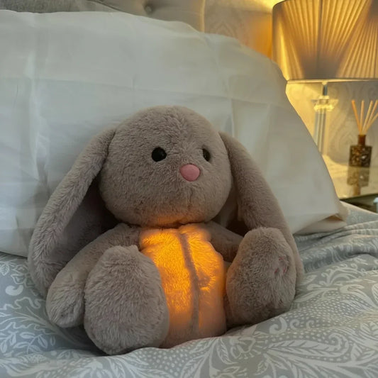 Coniglietto di peluche che respira, animale di peluche, movimento delicato, compagno per il relax