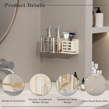 BristleHub Wall Mounted Toothbrush Holder Aluminum Bathroom Organizer