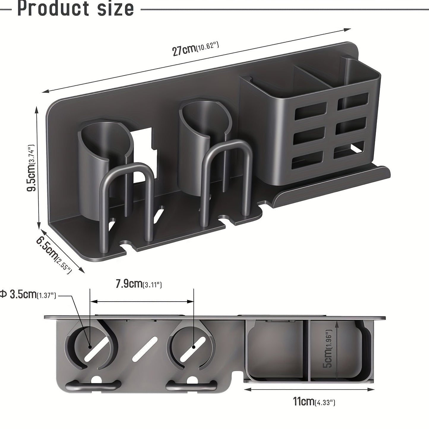 BristleHub Wall Mounted Toothbrush Holder Aluminum Bathroom Organizer